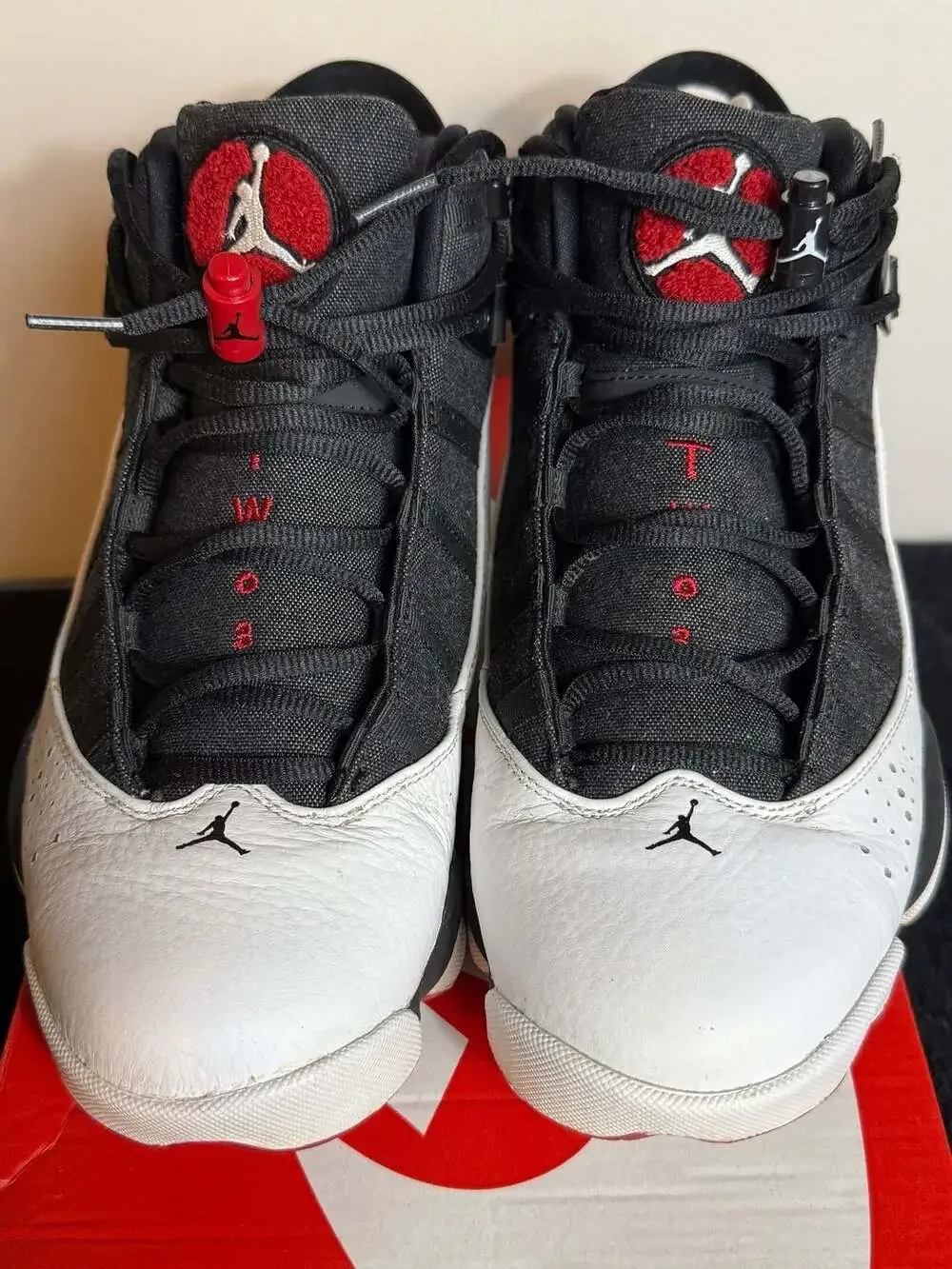 Nike Air Jordan 6 Rings Black White Gym Red Sneakers